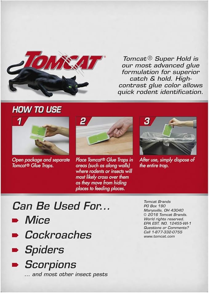 Tomcat Super Hold Glue Traps Mouse Size, 3-Pack (12 Glue Traps)