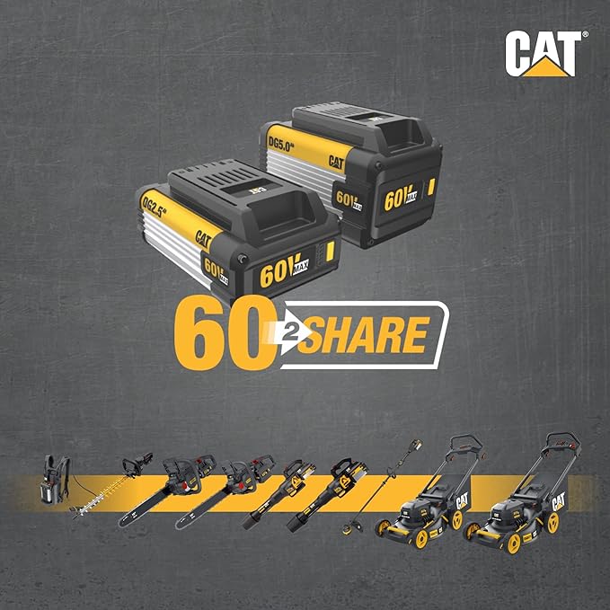 Cat DG671 60V 21” Self-Propelled Cordless Lawn Mower 3-In-1 Cutting Modes, Brushless Battery Lawn Mower with TorqLogic, Easy-Adapt Self-Propelled Lawn Mower – Battery & Charger Included