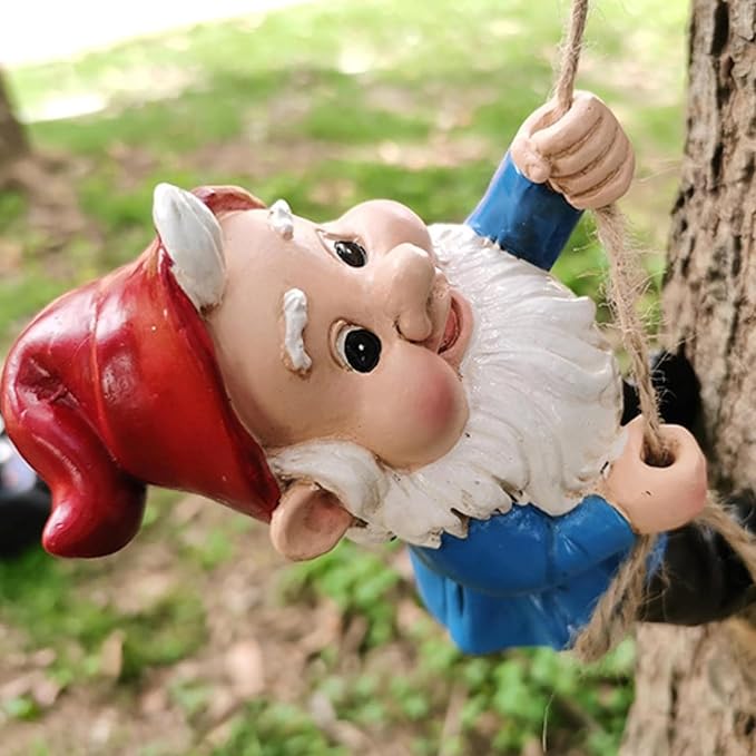 Gnomes Statues Garden Decorative, Tree Faces Decor Outdoor for Patio Lawn Porch Fence, Funny Fairy Doors, Tree Peeker Hugger (2 Pack)