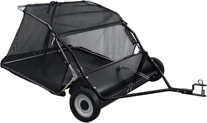 Tow Behind Lawn Sweeper | 44" Lawn Sweeper Tow Behind | 25 cu. ft Large Capacity Leaf & Grass Collector,Heavy Duty Leaf & Grass Collector with Adjustable Sweeping Height | for Yard, Lawn, Farm