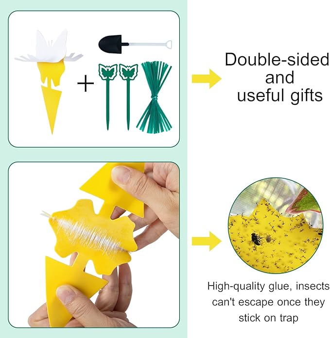 54 Pack Fruit Fly Trap for Indoor, Gnat Traps for House Indoor, Fungus Gnat Killer Sticky Traps for Plants, Mosquitoes, Flying Insects