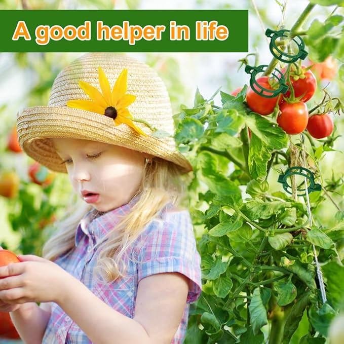 200 Pcs Plant Support Tomato Clips, Garden Clips, Crop Clips for Vine Vegetables, Fixing Tomato, Sweet Pepper, Eggplant, Makes Plants Grow Upright and Healthier(Green)