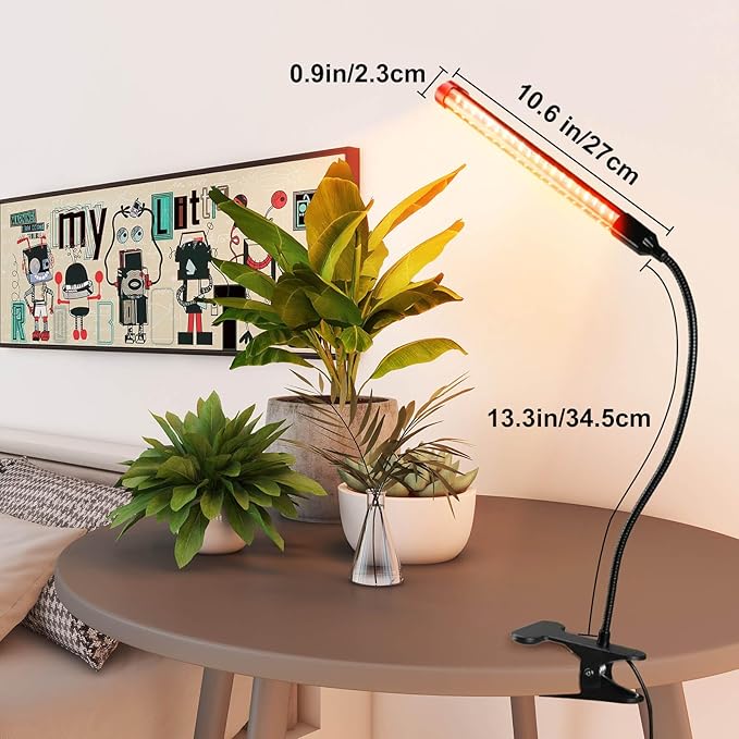 2Pack 9 Watt Clip Grow Lights for Indoor Plants with Timer, Mini Pot Plant Grow Light, Full Spectrum Small Bonsai Grow Light, Bright Enough Plant Growing Lamps