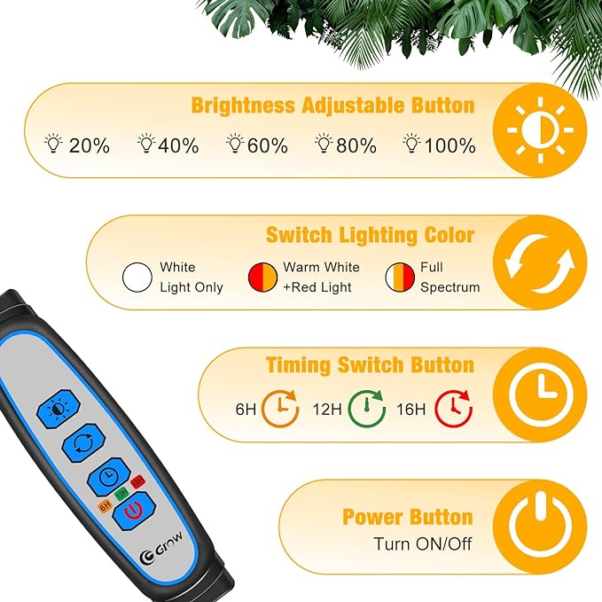 Wolezek Grow Lights for Indoor Plants Full Spectrum, 100 LEDs Plant Lights for Indoor Growing with Adjustable Stand, 5-Head Plant Grow Lights with Auto 6/12/16H Timer, Ideal for Large & Tall Plants