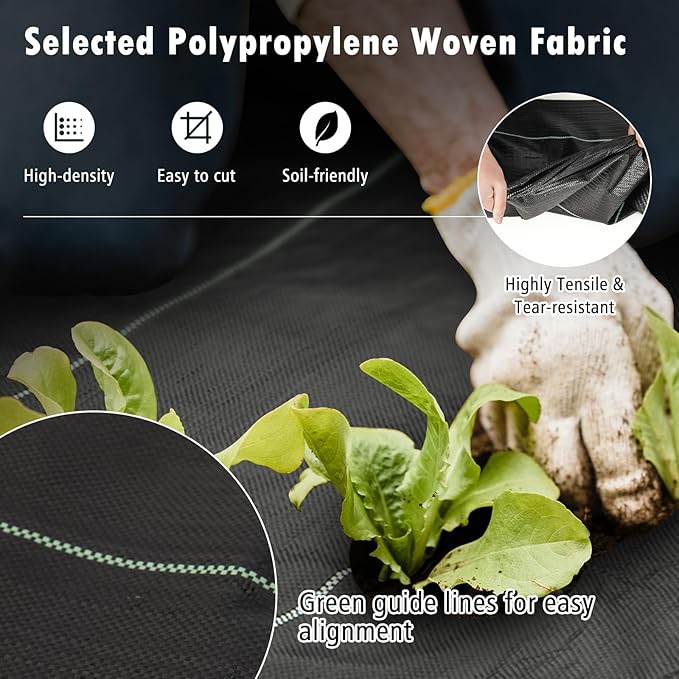 6FT x 300FT Weed Barrier Fabric, 4.6oz Landscape Fabric Heavy Duty Weed Barrier, High Permeability Ground Cover Geotextile Fabric Weed Cloth for Garden, Farm & Driveway