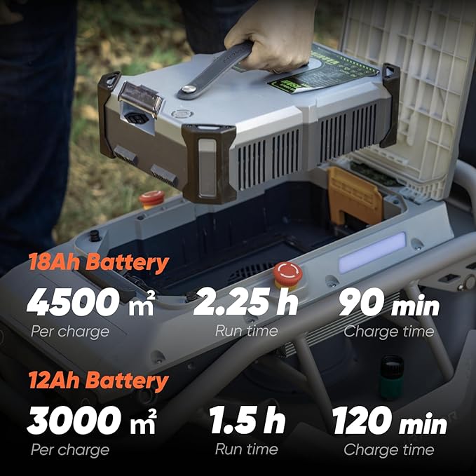 Remote Control Lawn Mower S1 2WD 56V12Ah, Multi-Functions RC Lawn Mower with 1.8-4.6 Inch Cutting Height 21 Inch Real Blade for Mowing 0.75 Acres
