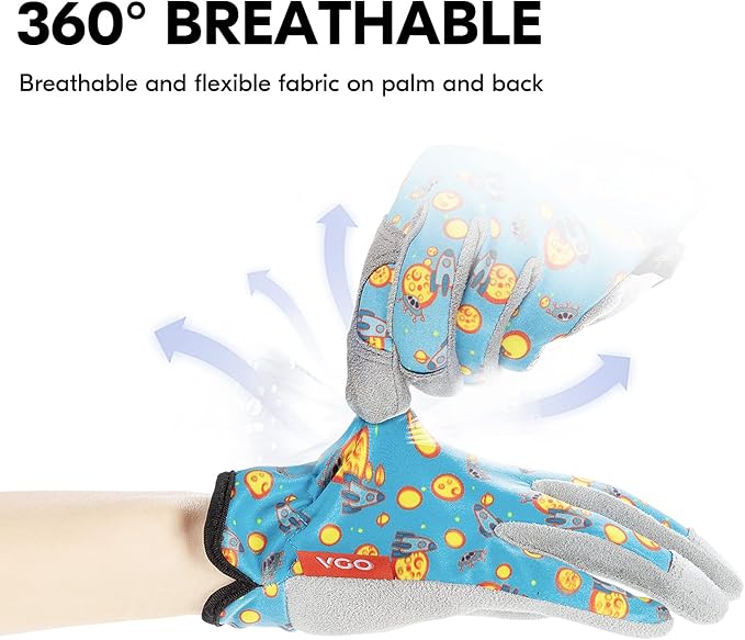 Vgo... 2-Pairs Age 4-5 Kids Gardening Gloves,Children Yard Work Gloves,Soft Safety Outdoor Playing Gloves (Size S, Blue&Pink, KID-MF7362)