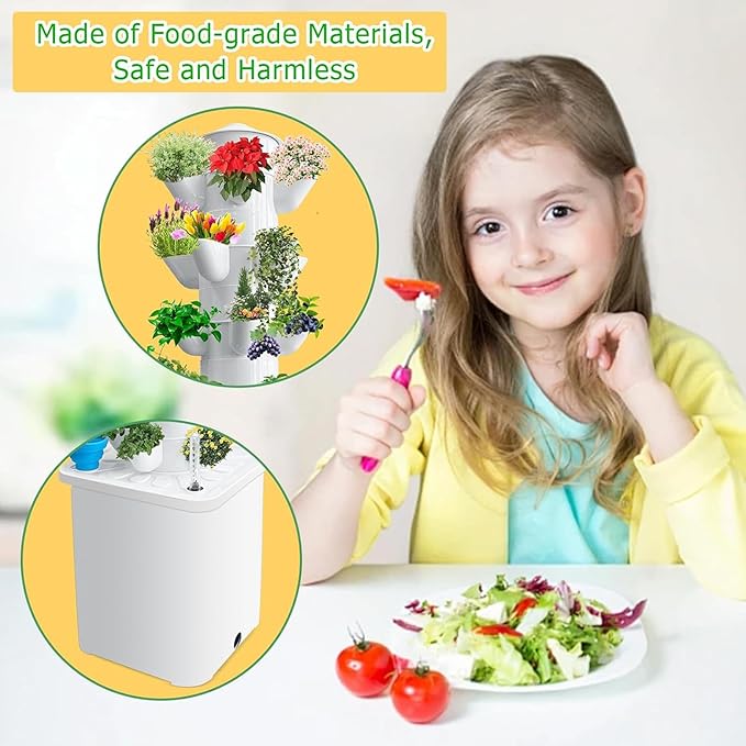 6 Layer 30 Pots Vertical Hydroponic Tower System, Hydroponic Grow Tower Kit with Water Pump & Timer Including & Smart Plug, for Vegetable Herb Fruit, Gardening Lover Plants Grow Kit Tower