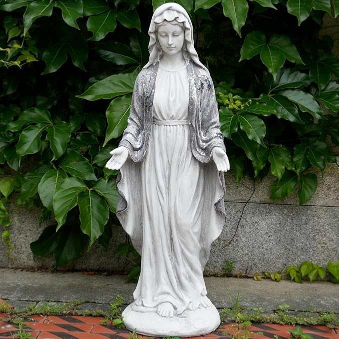 Outdoor Virgin Mary Statue, Garden Blessed Mother Religious Statue, Garden Sculptures for Patio Decorations Home Yard Hallway, Blue