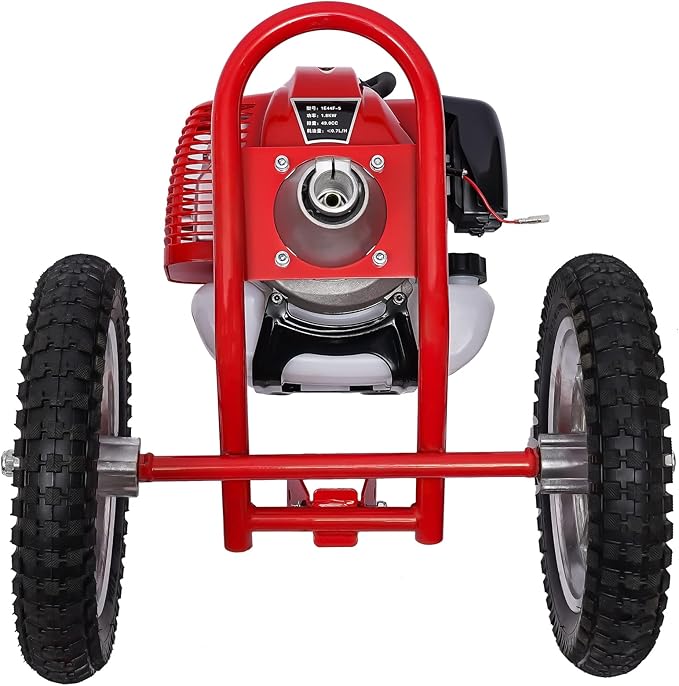 PERFERATE 49CC 2 Stroke Gas Powered Hand Push Lawn Mower 2 in 1 Gas Weed Wacker Push Brush Cutter with Air-Cooled System Walk Behind Weed Trimmer Push Weed Eater with Wheels