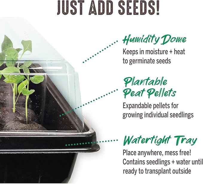 Ferry Morse Your Complete Indoor Seed Starting Kit Including Heat Mat, T5 Grow Light Fixture with 50 Cell 42mm Greenhouse
