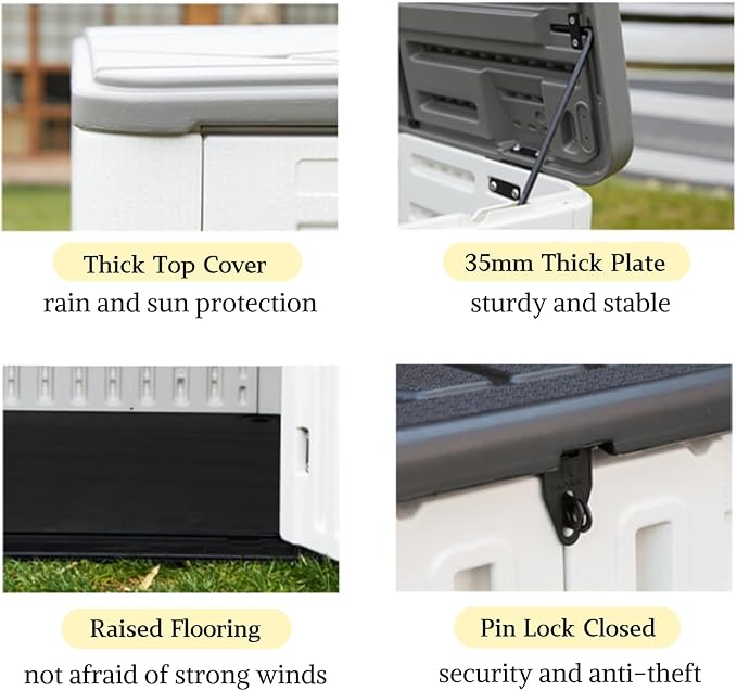 ZZM Large 67 Cu.ft Waterproof Storage Shed, Outdoor Storage Cabinet,Durable Resin Storage for Patio Furniture, Garden Tools, Pool Accessories, Mower Storage (Coffee)