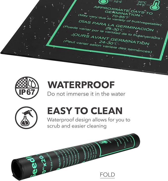 BN-LINK Seedling Heat Mat Warm Hydroponic Heating Pad Waterproof 20" x 20.75" for Seed Starting Greenhouse and Germination, 2 Pack