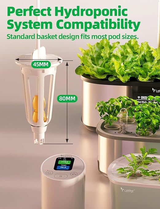 LetPot EC & Temperature Meter with APP, Multi-Layer Electroplated Probe, Water Shortage Reminder, Conductivity Meter for Hydroponic System and Indoor Plant Grow (No Pump)