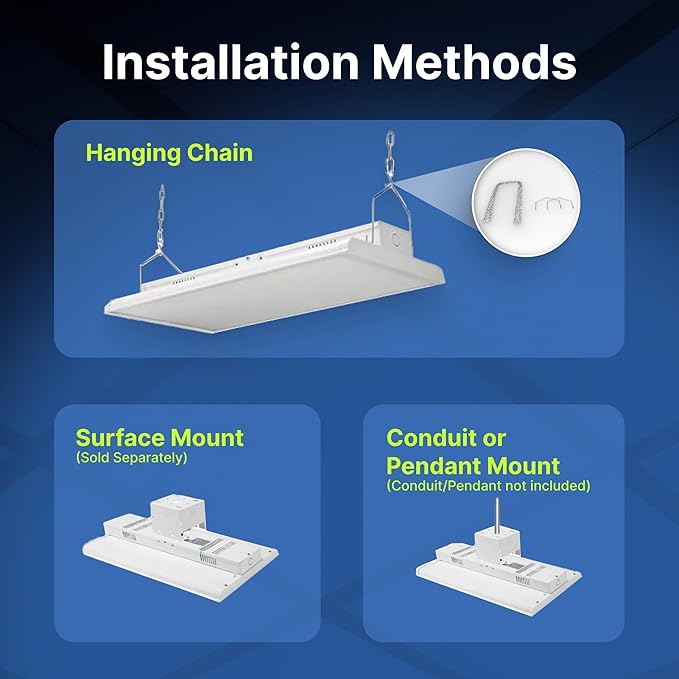 2 FT Linear LED Shop Light, 165W, 22,434LM, Industrial & Warehouse Use, 5000K Daylight, Dimmable, UL & DLC Listed, Garage, Workshop Light