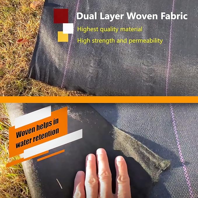 Ashman Landscape Fabric Weeds Blocking Mat 4' x 50', Heavy-Duty Weeds Barrier Protection for Gardens and Landscaping