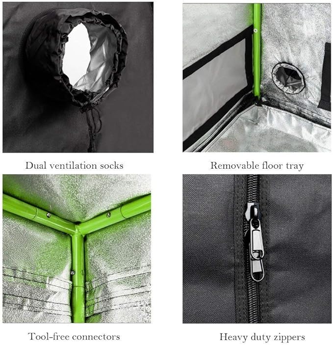 Grow Tent, 2x2 Feet Mylar Grow Tent with Obeservation Window and Floor Tray for Indoor Plant Growing (24"x24"x36")