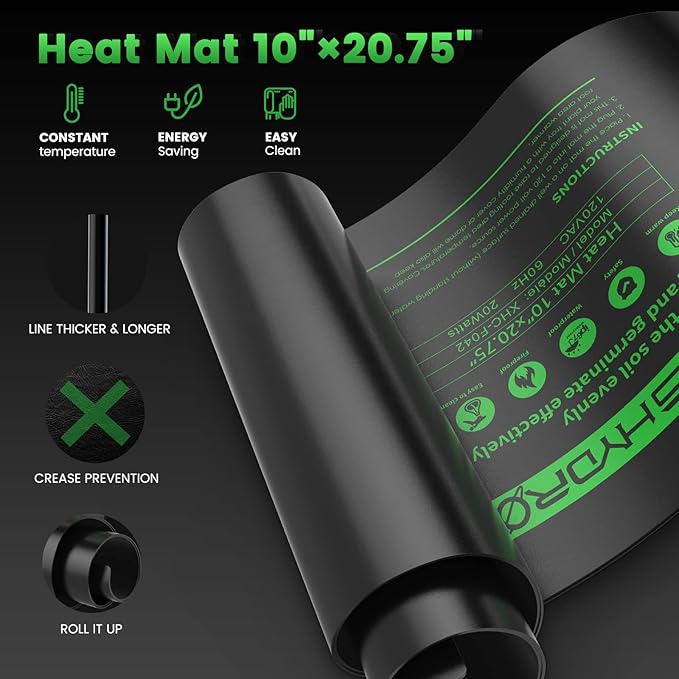 MARS HYDRO 10''x 20.75'' Seedling Heat Mat with Thermostat Combo Set,Heating Pad for for Germination, Indoor Gardening, Greenhouse