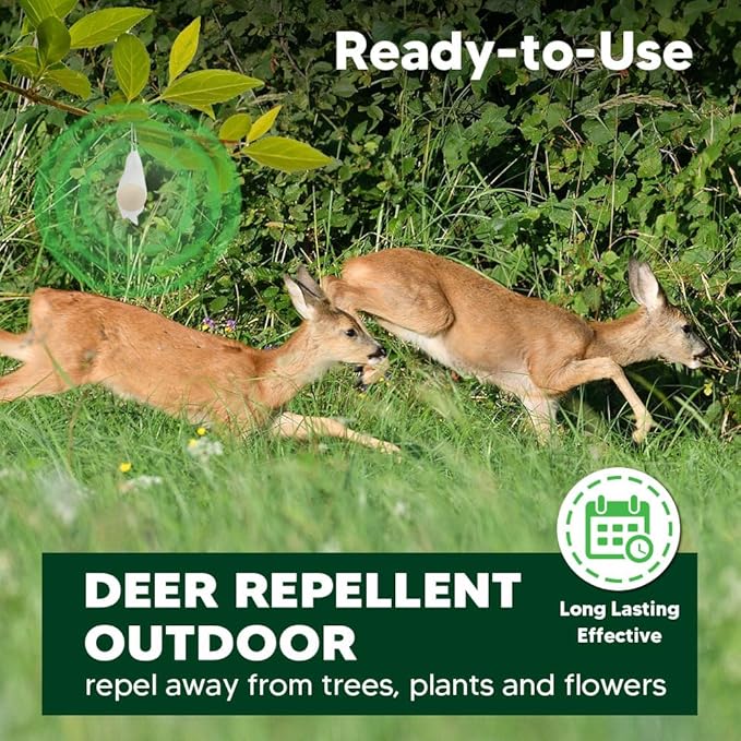Deer Repellent, Rabbit Repellent, Deers Repellant for Garden, Deer & Rabbit Deterrent for Yard/Plants/Flowers/Trees, Safe & Cover for 100 sq ft Area -10 Packs