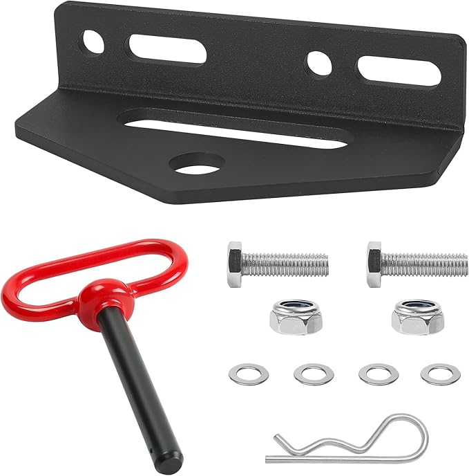Universal Heavy Duty Zero Turn Trailer Hitch and 1/2'' Hitch Pin,5mm Thick Carbon Steel Lawn Mower Trailer Hitch,Lawn Tractor Hitch with Mounting Kit(2 Carriage Bolt,2 Nuts,1R-Clip)