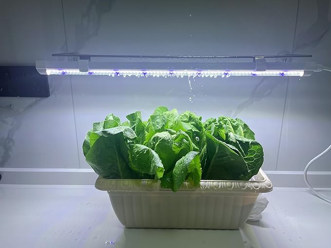 2FT Suction Cup Style Plant Grow Light,12W, LED Grow Lamp Fixture on Wall, Seed Starter kit, 6500K Cool White, Enhanced Blue Light, Height Adjustable, Herbs Growing lamp, IP54