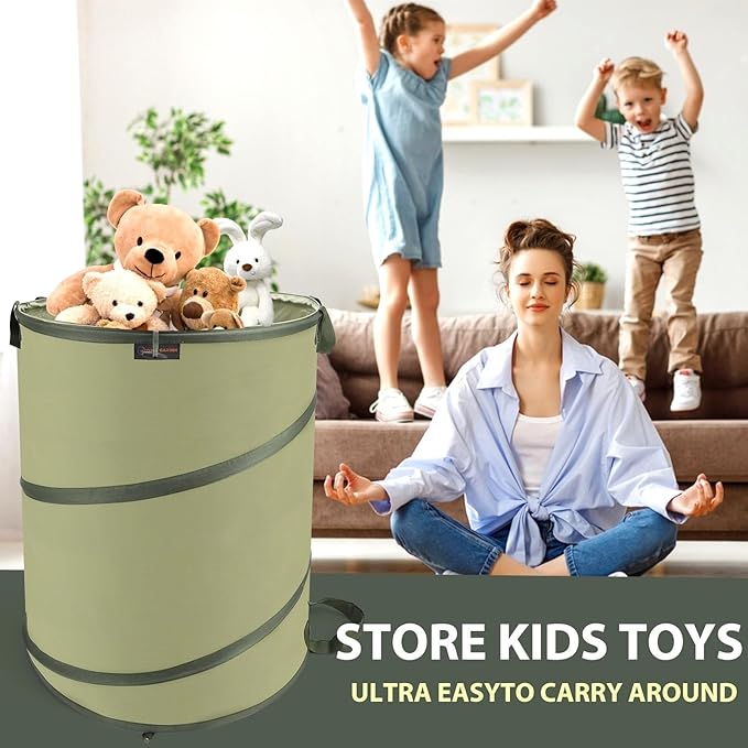YUDI & GARDEN 45 Gallon Collapsible Garden Bag|Collapsible Trash Can|Camping Trash Can, Use for Gardening Cleanup or Party Waste and Outdoor Activities