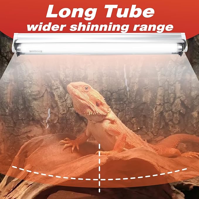 Hypool T8 Strip UVB UVA Reptile Lighting Fixture with 18-Inch 15 Watt UVB 10.0 Fluorescent Bulb Combo Kit 10-Percent UVB Desert Pet Habitat Light for Reptiles Amphibian-1 Pack
