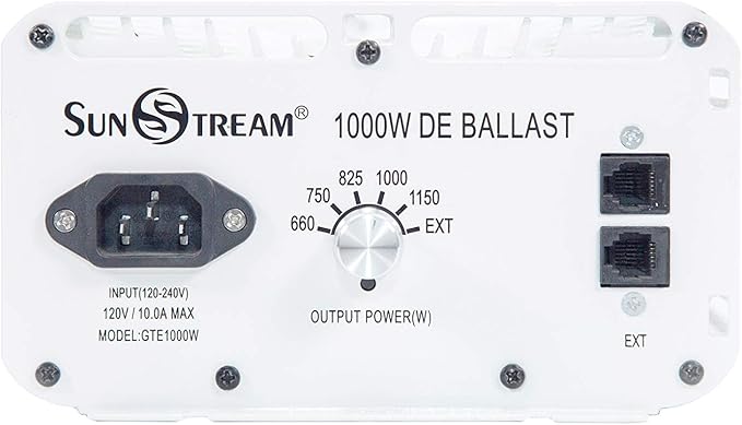 SunStream 1000 Watt HPS Light Dimmable Electronic Grow Light Ballast Controller Port for Indoor Plant (White)