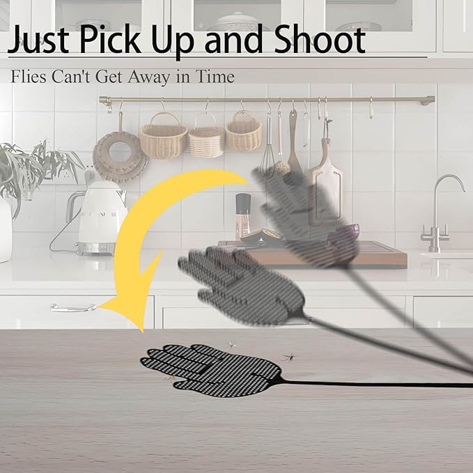 Fly Swatter Heavy Duty for Indoors – Hand-Shaped Flyswatter with Non-Slip Grip, Flexible 3-Pack Bug Swatters for Kitchen, Patio & Living Room