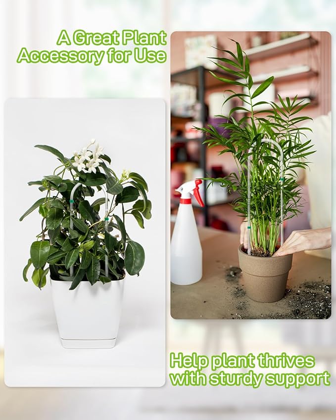 4Pack Snqqmtt U-Shaped Acrylic Trellis for Climbing Plants Indoor, 16inch Small Hoya Trellis, Potted Plant Climber Support for Pothos Plants Houseplant, Vine Ivy Flower Plant