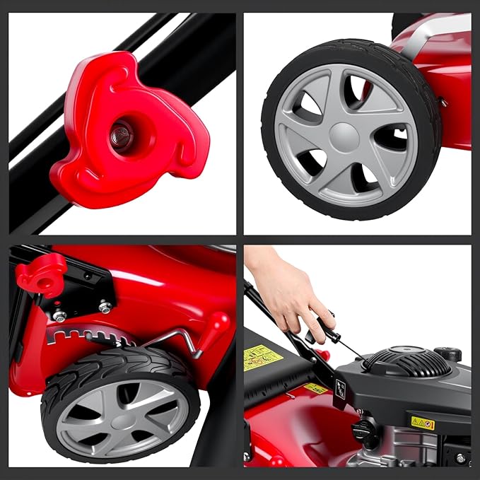 Gas Lawn Mower 131cc 4-Cycle, 3-in-1 Push Lawn Mower with 50L Grass Bag, Adjustable Cutting Height, Low Noise & Fuel-Efficient Design for Lawn, Yard and Garden Care