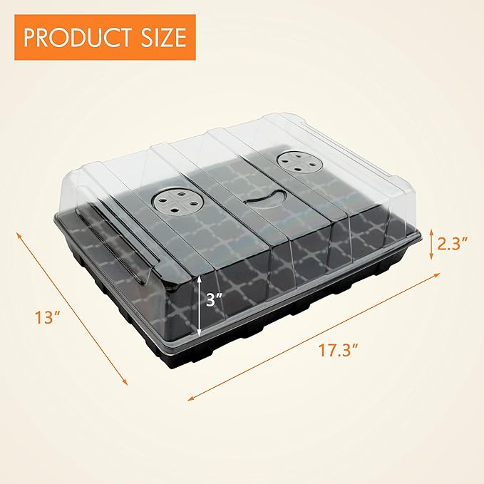 Gardzen Seed Starter Tray, 5 Pack Smiling Face Plant Germination Trays with Total 350-Cell, Seed Starter Kit with Humidity Vented Domes and Bases for Starting Vegetable Flower Herb Seeds 18" x 14"