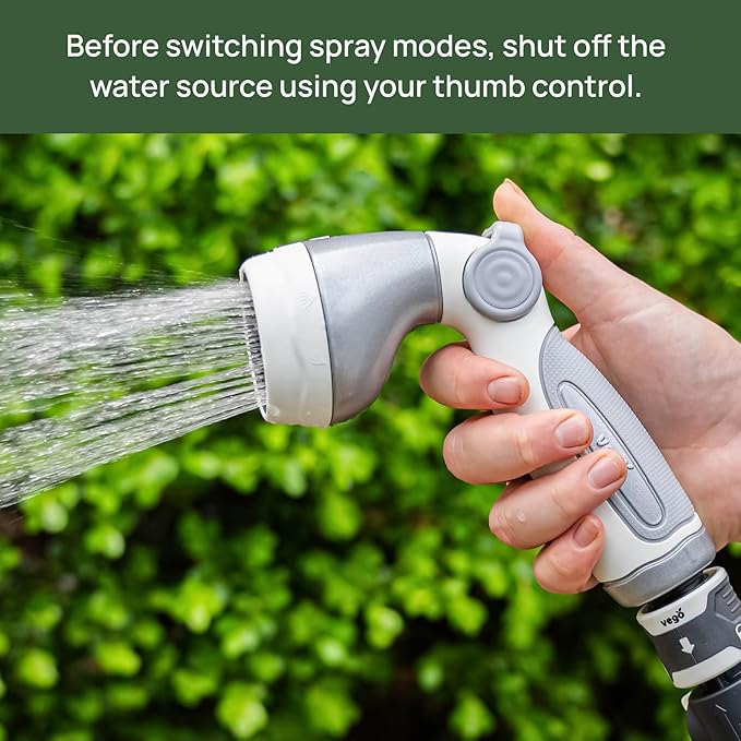 Garden Hose Nozzle - 9 Spray Patterns, Metal, Thumb Control, On/Off Valve, High Pressure Heavy Duty Water Hose Spray Nozzle for Gardening, Lawn Care, and Cleaning Tasks-Tidepool Blue