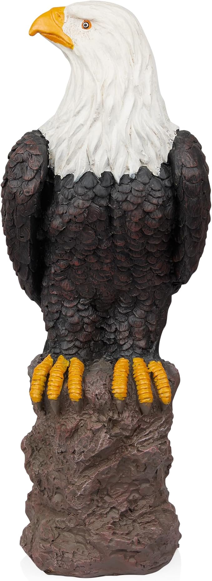 Alpine Corporation JUM582 27" Majestic Eagle on Rocks Garden Statue – Indoor Outdoor Patriotic Bird Sculpture, Durable Weather-Resistant MGO for Yard, Patio, Deck, Porch or Pathway
