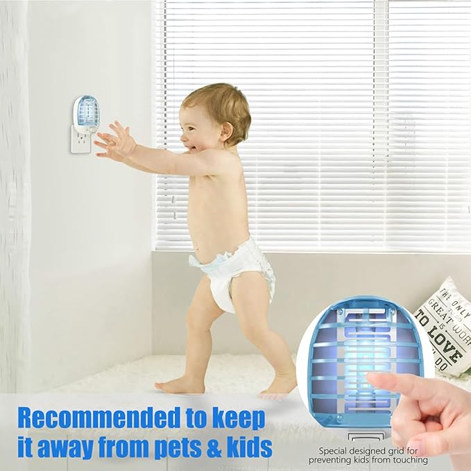 2 Pack Bug Zapper Indoor, Electronic Mosquitoes Killer Zapper with Blue Lights for Living Room, Baby Room, Kitchen, Bedroom(4)