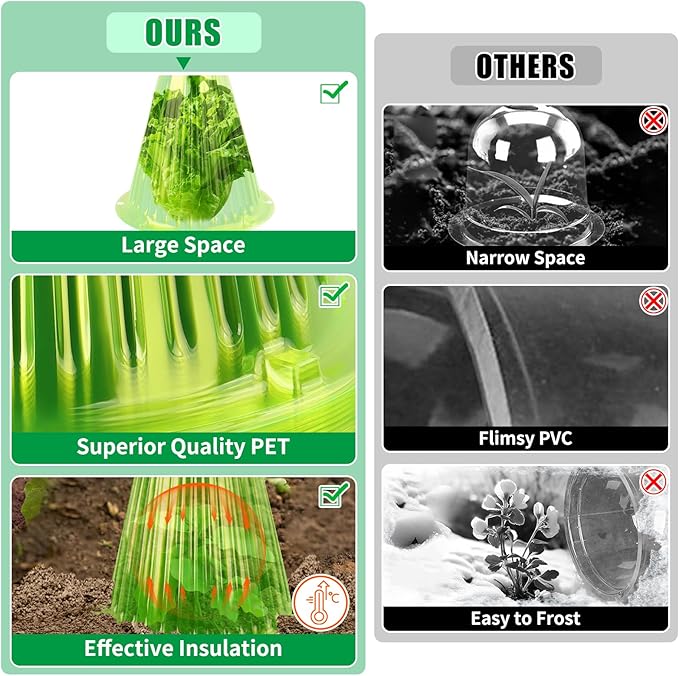 30 Pack Garden Cloches for Plants, Reusable Bell Plant Cover, Plant Covers Protectors from Animals Snails Birds Chickens Insect, 9.18" H X 7.56" D