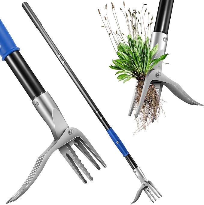 Heavy Duty Stand Up Weeder with Ejection Handle, Standing Weed Puller with Steel Handle, Gardening Tools,Weeder with Steel Claw, Weed Remover Tool Without Bending, Pulling,Kneeling.Weeding Tool.