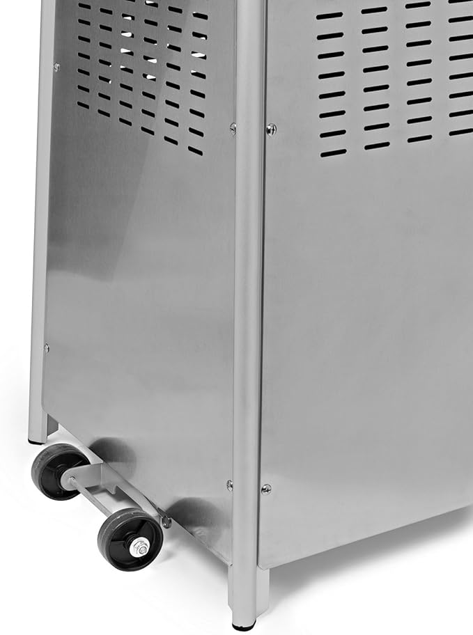 Casafield Outdoor Propane Patio Heater with Wheels, Stainless Steel - Modern Dancing Flame, Commercial & Residential, Uses Standard 20lb LP Gas Tank