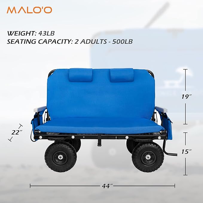 The Lounge Wagon – The Only Wagon That Converts into a 2-Person Chair - 3-in1 cart - Included Cargo net- Ultimate Beach Wagons– Beach Chairs for Adults – Sports Wagon(Umbrella Sold Separately)…