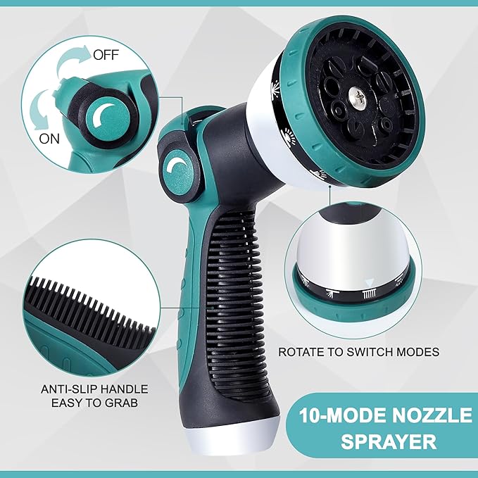 75FT Garden Hose, 304 Stainless Steel Water Hose, Flexible with a 10-Mode Nozzle Sprayer, No Kink, Lightweight, Puncture Proof, Ideal for Yard, Lawn, Outdoor, 5/8'' Outside Diameter