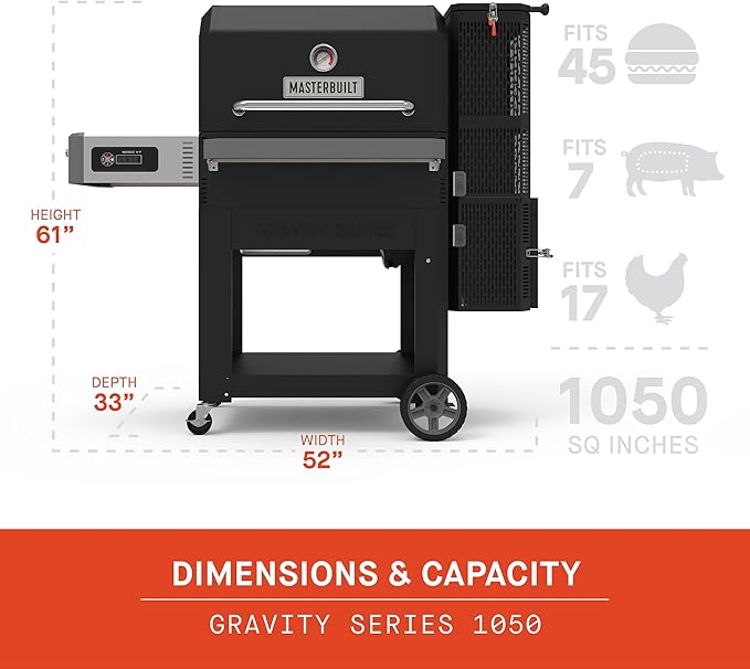 Masterbuilt Gravity Series 1050 Digital Charcoal Grill Smoker Combo + Cover Bundle