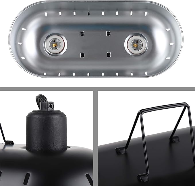 15inch Dual Reptile Light Fixture, Max 150W Dual Reptile Heat Lamp with Separate Switches, Double Dome Lamp UVB Light Fixture for Bearded Dragon, Turtles, Snake and Lizard Terrarium