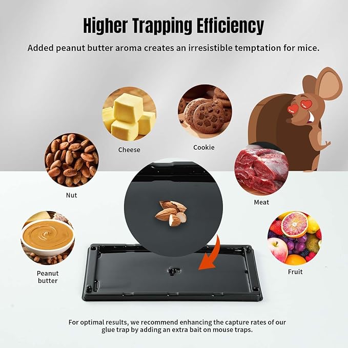 POPTRAP Rat Trap Heavy Duty & Large - 12 Pack, Super Sticky Mouse Trap with Ultra-Strong Glue, Mouse Glue Trap with Scent of Peanut Butter for Indoor & Outdoor, Non-Toxic & Long-Lasting