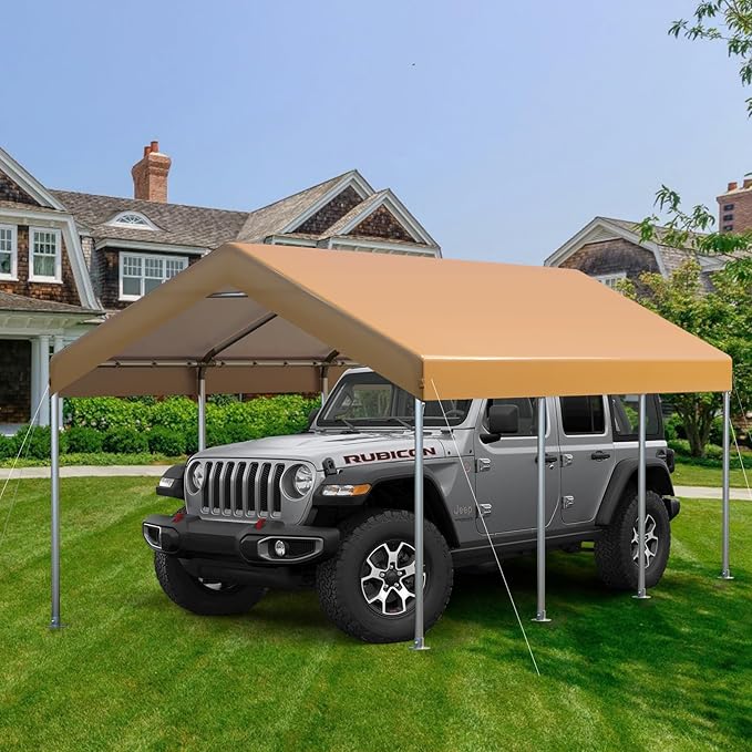 Heavy Duty Carport Canopy 10x20FT,Outdoor Garage Car Shelter Shade,Portable Garage with Roll-Up Windows, Doors, Uv Resistant and Waterproof for Car Truck Motorcycle