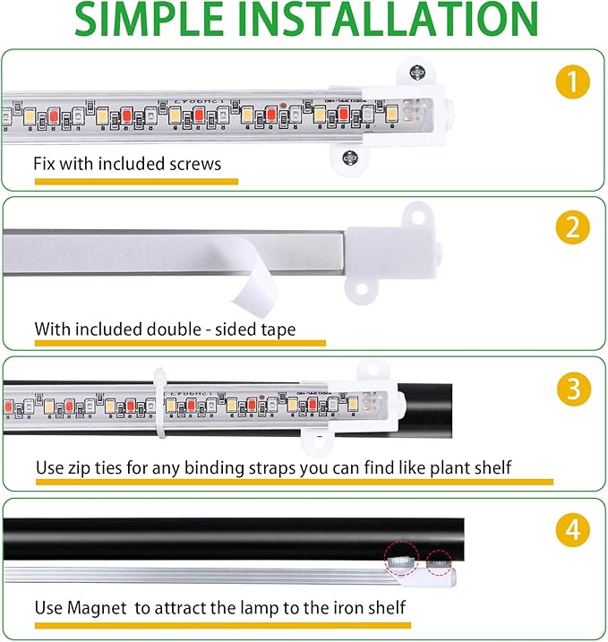Two Strip Growing Lamp for Indoor Plants, Red & Blue & Yellow Full Spectrum LED Grow Light Strips with Auto ON/Off 3/9/12H Timer,10 Dimmable Levels for Green House Succulent (2 Head 13 in)