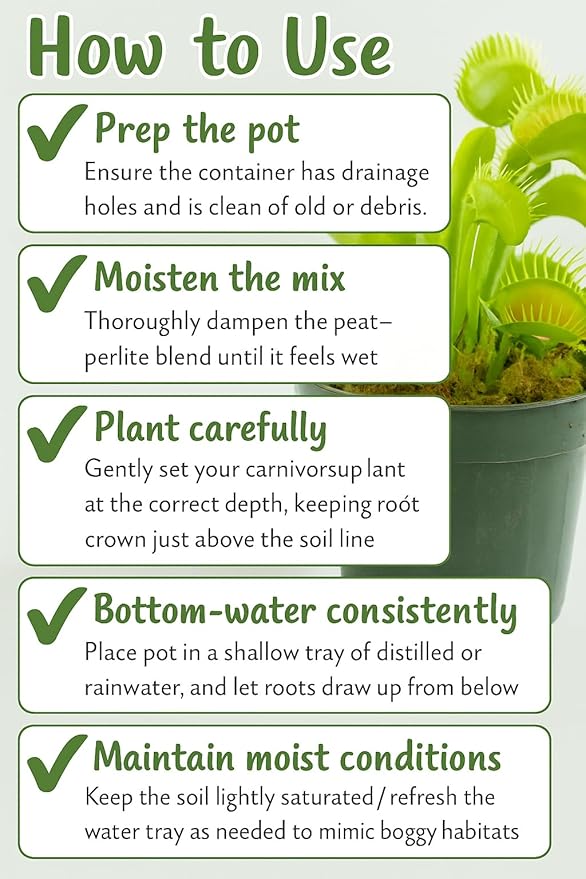 Sphagnum Moss Potting Mix for Carnivorous Plants, Moss and Perlite Blend for Potting Venus Fly Traps, Sarracenia, Pitcher Plants - 75% Sphagnum Moss + 25% Perlite - Made in USA - 1 Quart