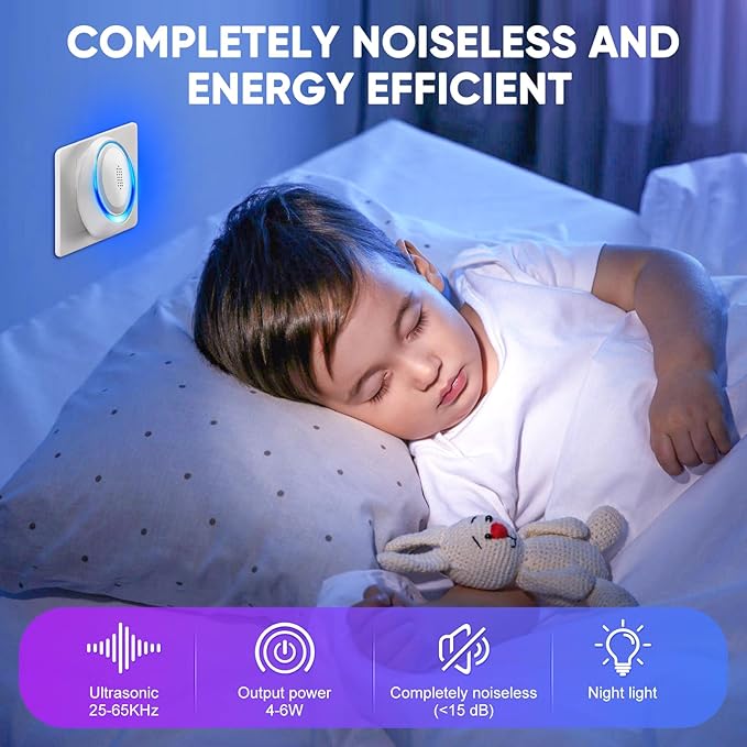 2025 Upgraded Ultrasonic Pest Repeller Indoor Ultrasonic Repellent, Mouse Repellent for Roach, Rodent, Mouse, Mosquito, Mice, Spider, Ant, Bugs Electronic Plug-in Pest Control 6 Pack(White)