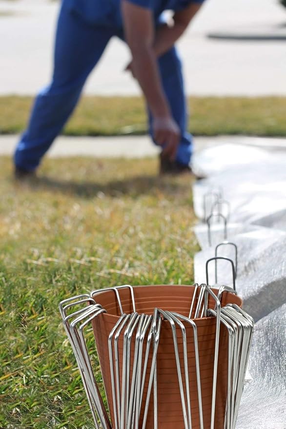 Ashman 150 Pack Galvanized Garden Stakes Landscape Staples and Fence Stake Sod Staples - Heavy Duty & Anti Rust Zinc Coated.