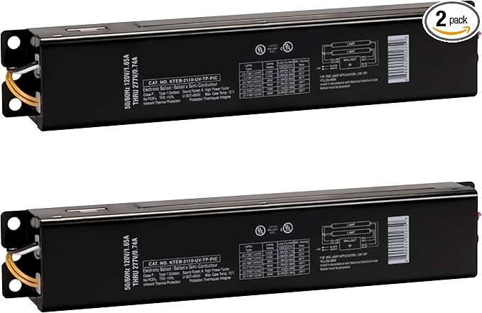 Replacement for Keystone KTEB-2110-UV-TP-PIC 2 Lamp T12 Electronic Fluorescent Ballast | 120-277V Input with Instant Start Operation | 0.85 Ballast Factor, UL-Approved