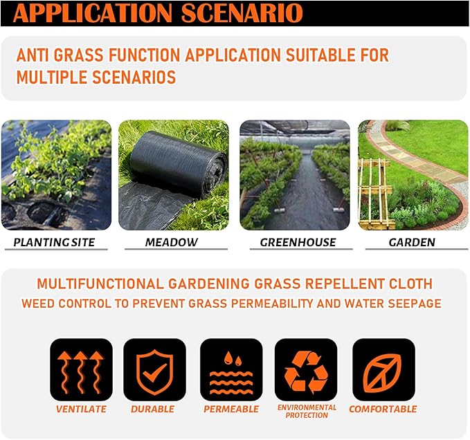 3Size Weed Barrier Landscape Fabric Heavy Duty Woven Ground Cover Weed Cloth Geotextile Fabric Driveway Fabric (3x200FT)